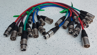 10 x XLR Patch Cables Two of Each Colour Red Green Blue Purple White